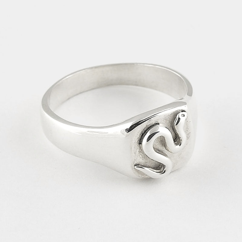 Snake Goddess Signet Ring in Sterling Silver