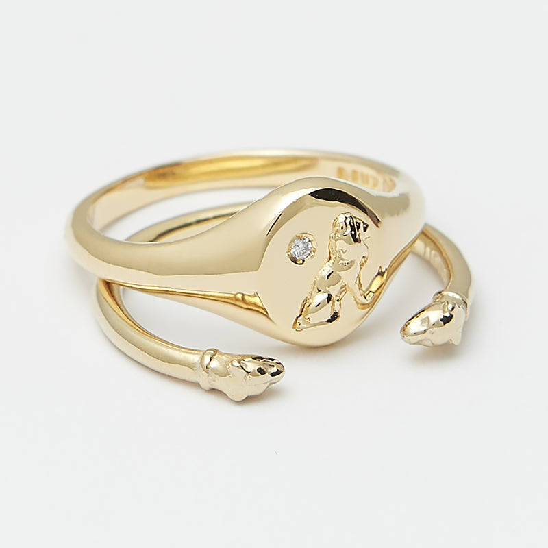 Moonshine Signet Ring Stack in Gold