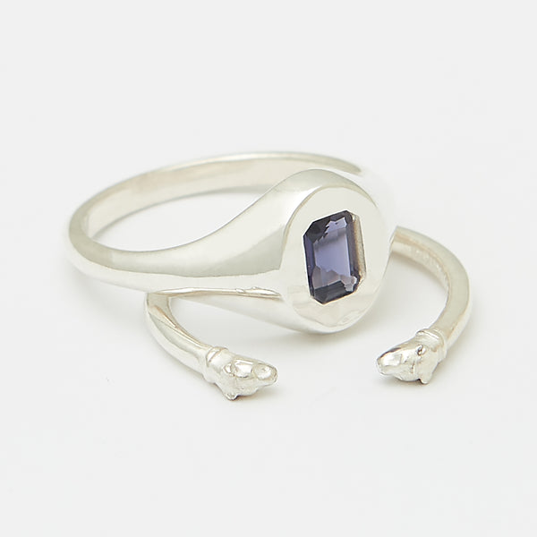 Evan Birthstone Stack Rings in Silver