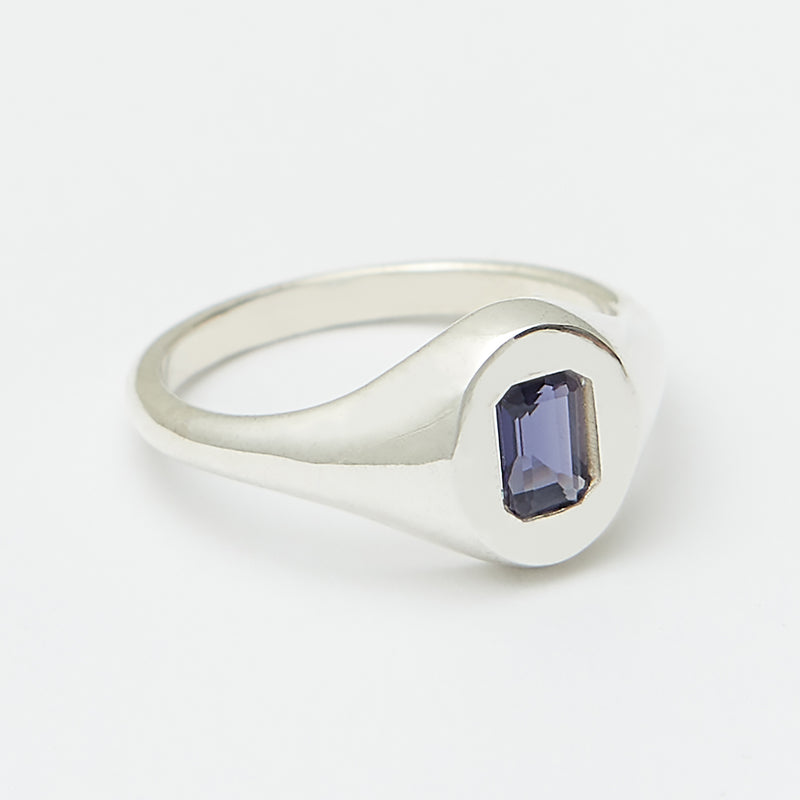 Evan Birthstone Signet Ring in Silver