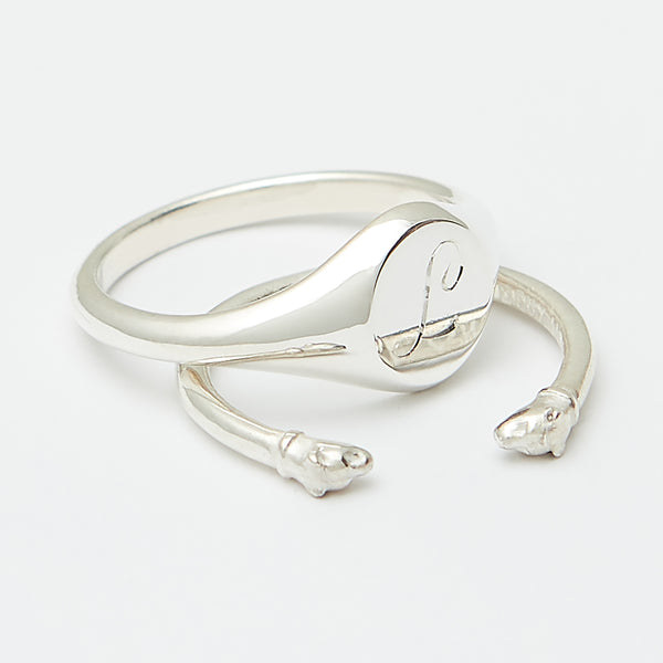 Olivier Signet Ring Stack in Sterling Silver