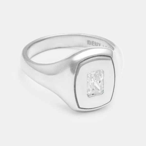Alexandre Birthstone Signet Ring in Silver
