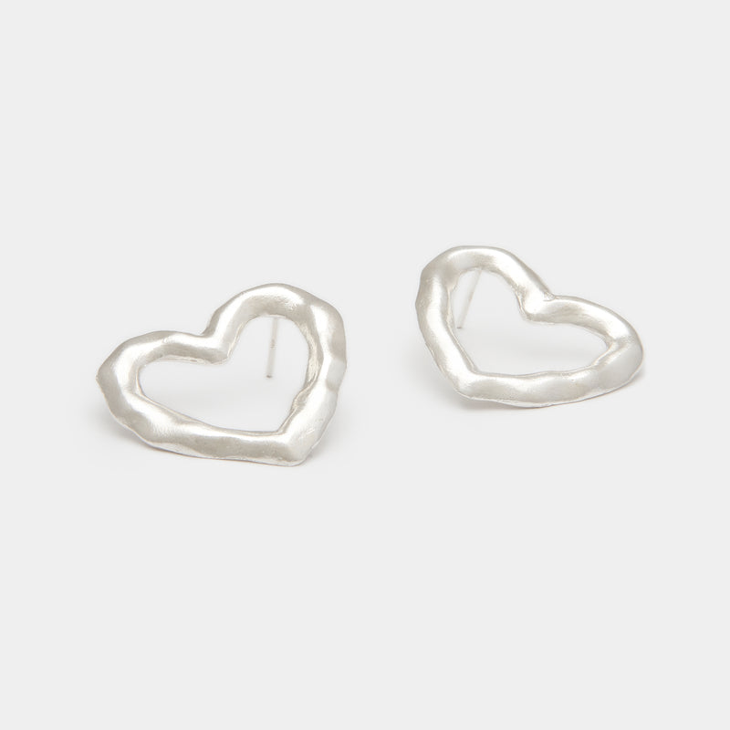 Lulu Heart Earrings in Silver