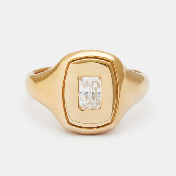 Alexandre Birthstone Signet Ring in Gold