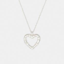 Lulu Freshwater Pearl Heart Necklace in Silver