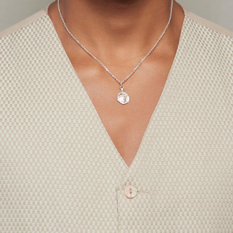 Medusa Necklace & Diamond Cut Bracelet Duo in Sterling Silver