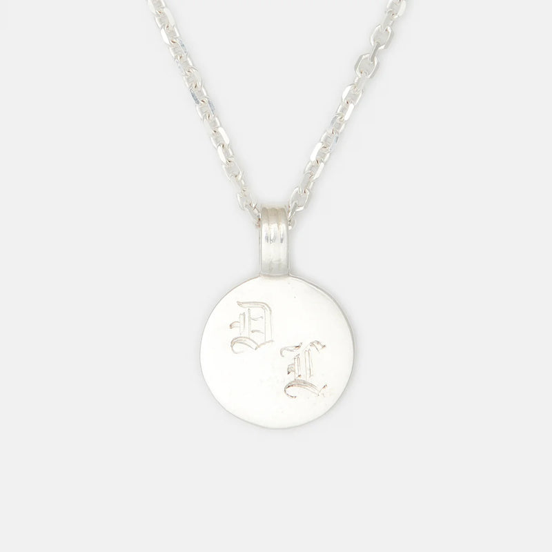 His and Hers - Joan Initial Medallion Necklace in Silver