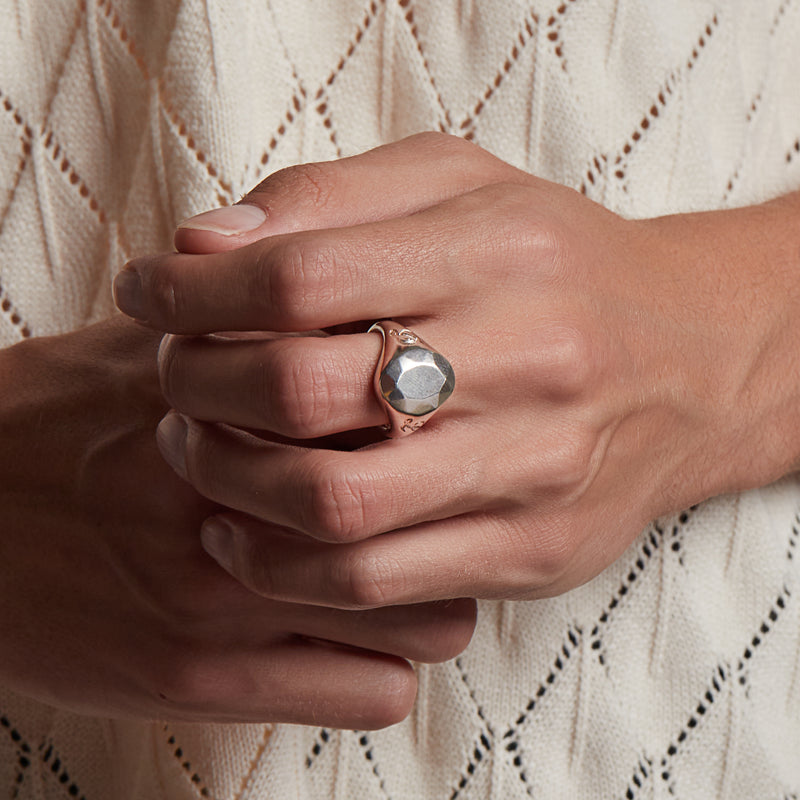 Diamond Signet Ring in Silver