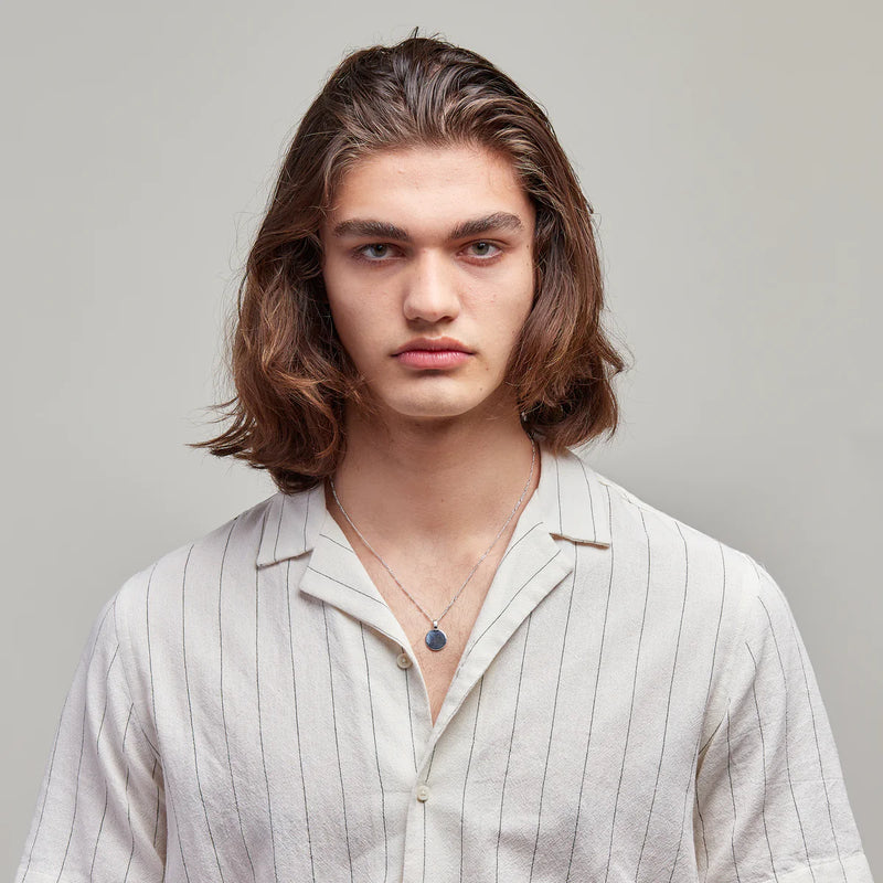 His and Hers - Joan Initial Medallion Necklace in Silver