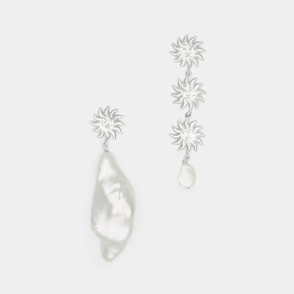 Solana Baroque Pearl Earrings in Silver