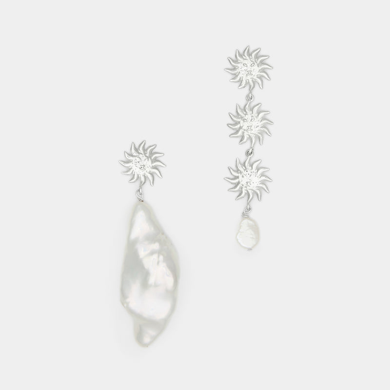 Solana Baroque Pearl Earrings in Silver