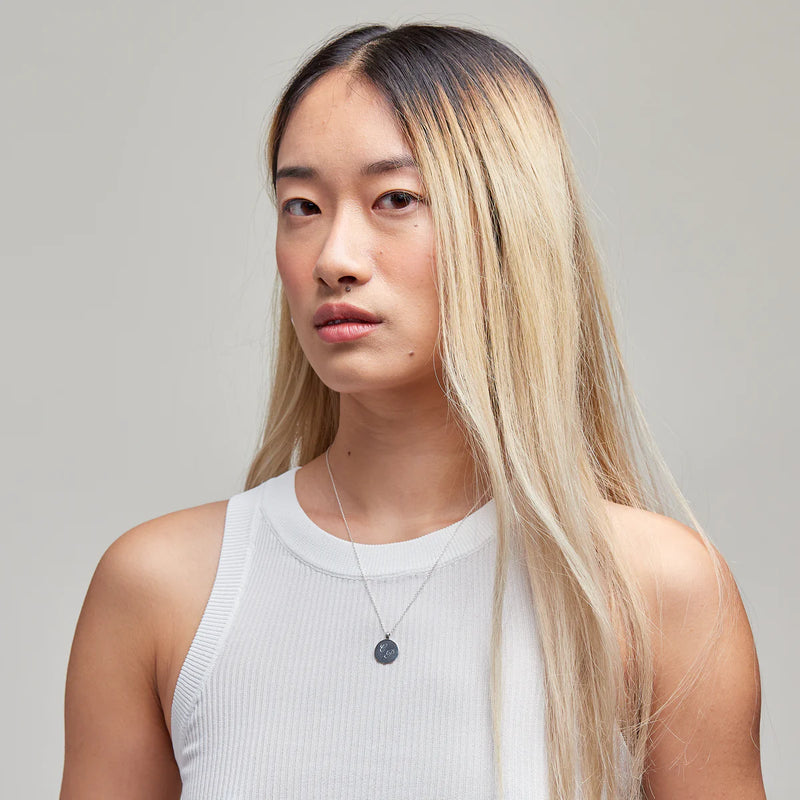 His and Hers - Joan Initial Medallion Necklace in Silver