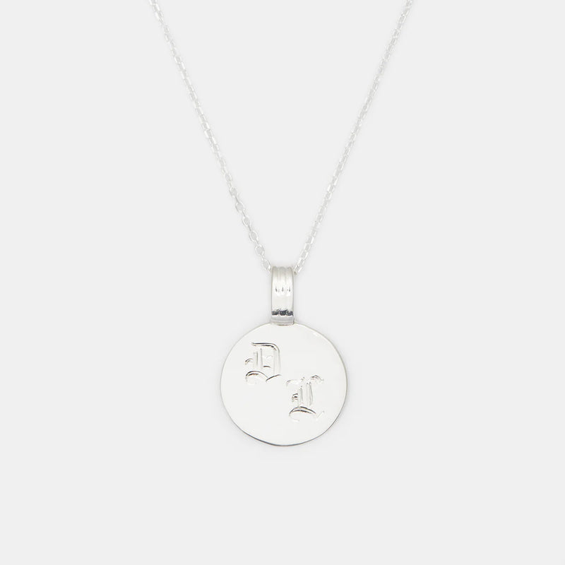 His and Hers - Joan Initial Medallion Necklace in Silver
