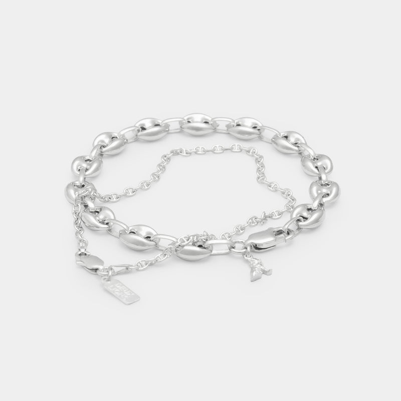 Port Link Bracelet Stack in Silver