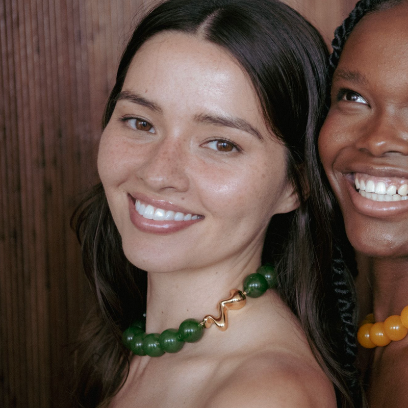 Olive Jade Necklace & Golden Dance Clasp