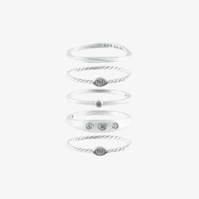 Cinque Diamond Ring Combo in Silver