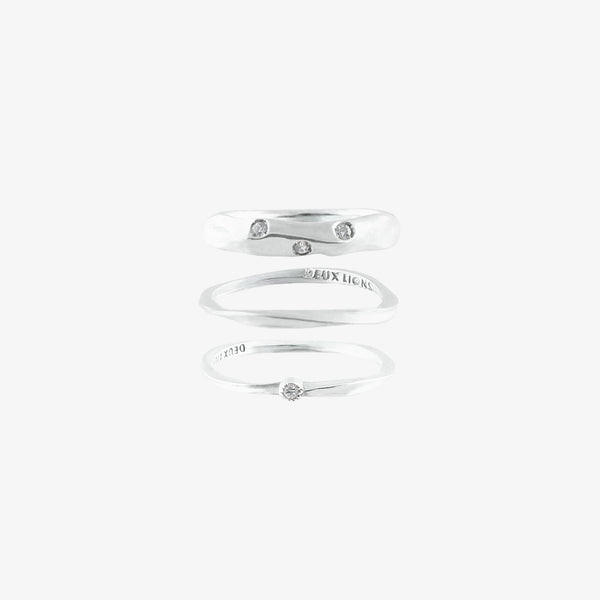Fusa Tre Diamond Ring Combo in Silver