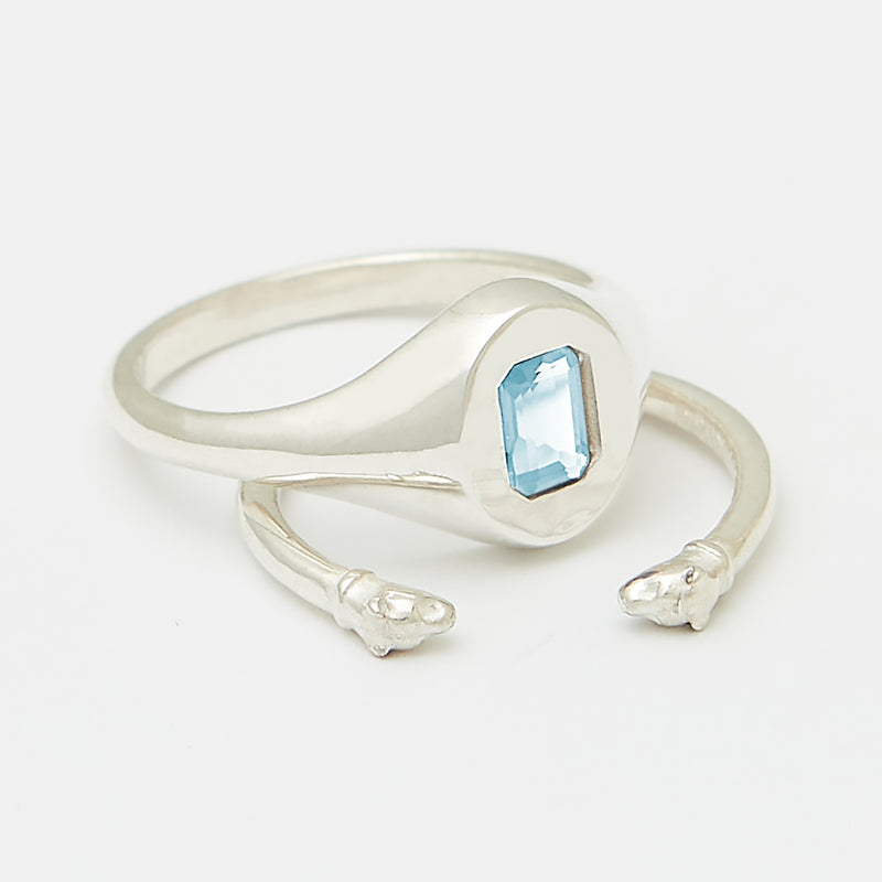 Evan Birthstone Stack Rings in Silver