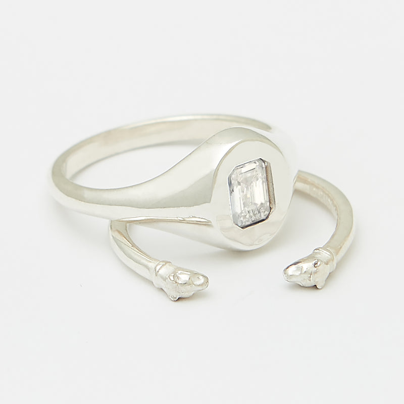 Evan Birthstone Stack Rings in Silver