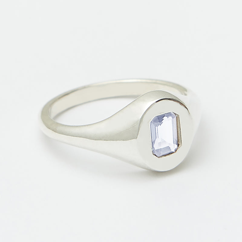 Evan Birthstone Signet Ring in Silver