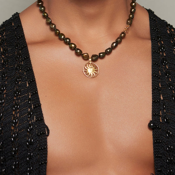 Black Pearl Aurora Necklace for Him