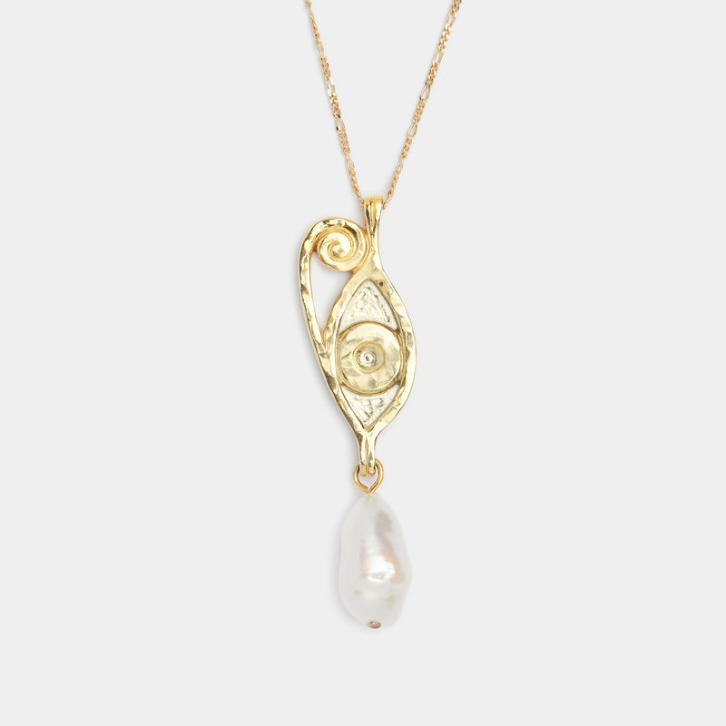 Golden Ayla Pearl Necklace in 14k Solid Gold