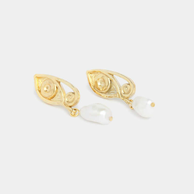 Golden Ayla Pearl Earrings in 14k Solid Gold