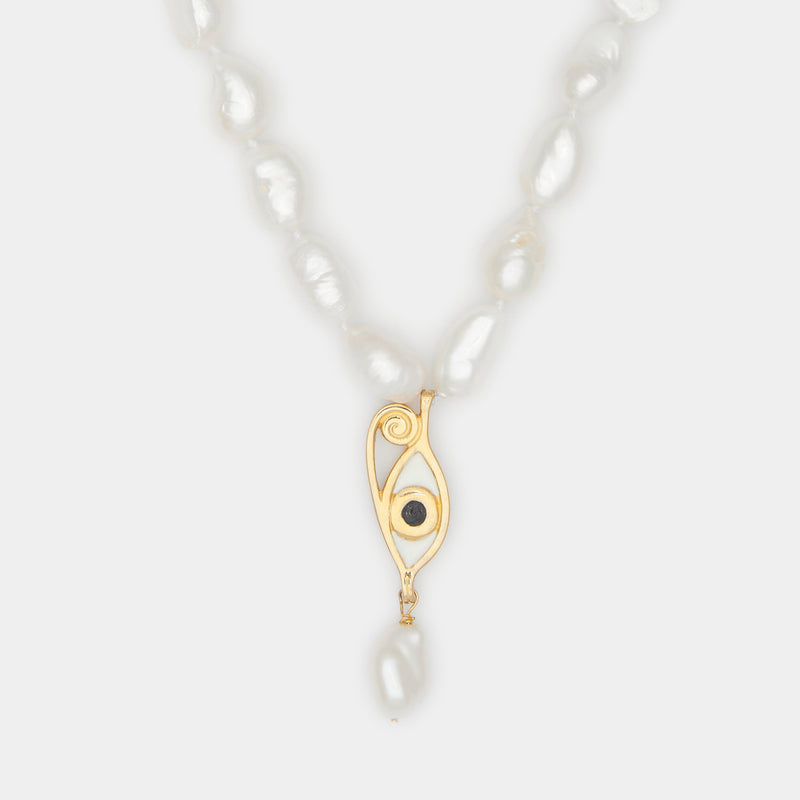Resin Ines Baroque Pearl Necklace in Solid Gold for Her