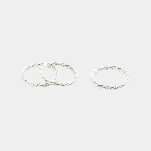 Braided Jane Knuckle Ring Combo in Silver